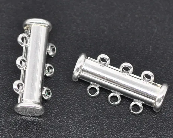 

DoreenBeads Copper Magnetic Hematite Toggle Clasps Cylinder Silver Plated 20mm x10mm(6/8" x 3/8"),1 Set