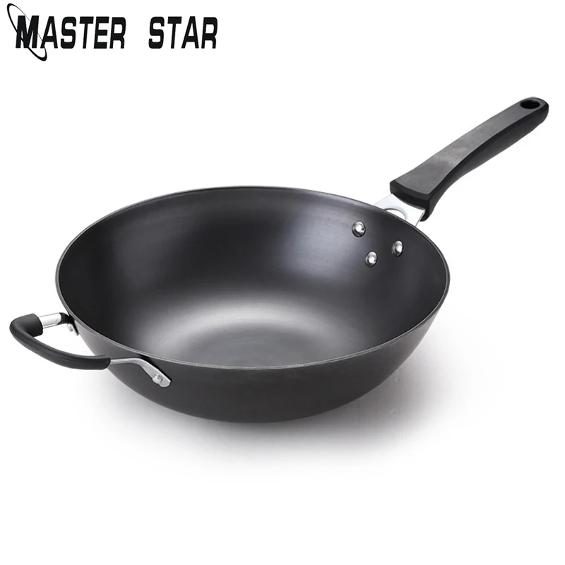 

Master Star 32cm Non-coating Cast Iron Woks Genreal Use For Gas And Induction Cooker