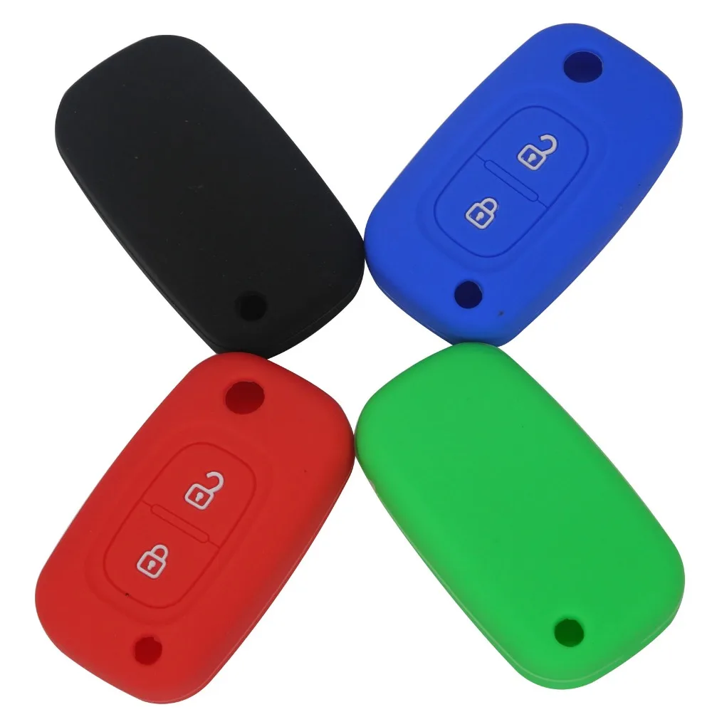 

jingyuqin 2 Buttons Silicone Folding Flip Key Cover Case for Renault Modus Clio Megane Kangoo Auto Key Car-styling