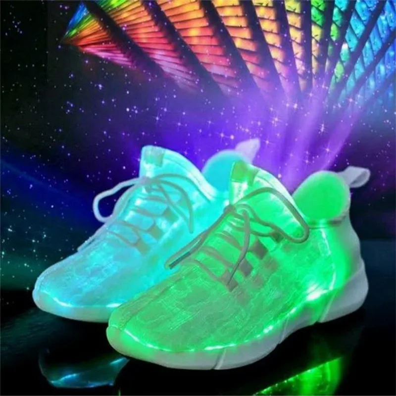 Ultralight Children USB Rechargeable Led Light Fiber-optic Shoes Boy And Girl Luminous Sneakers Women And Men Size 25-44