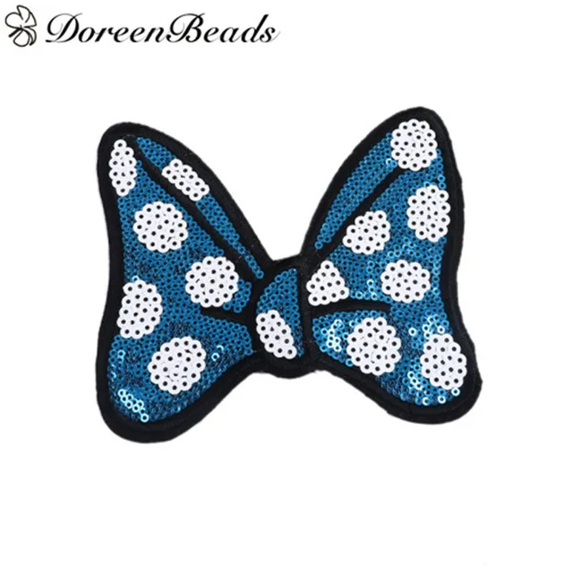 

DoreenBeads Bowknot Sequin Patches for Clothes Bags Iron on Patches DIY Appliques Sewing Embroidery Patch Applications 1PC