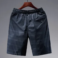 Хлопковые мужские короткие спортивные шорты для активного отдыха, летние шорты до колена в темную полоску, большие размеры, L-5XL