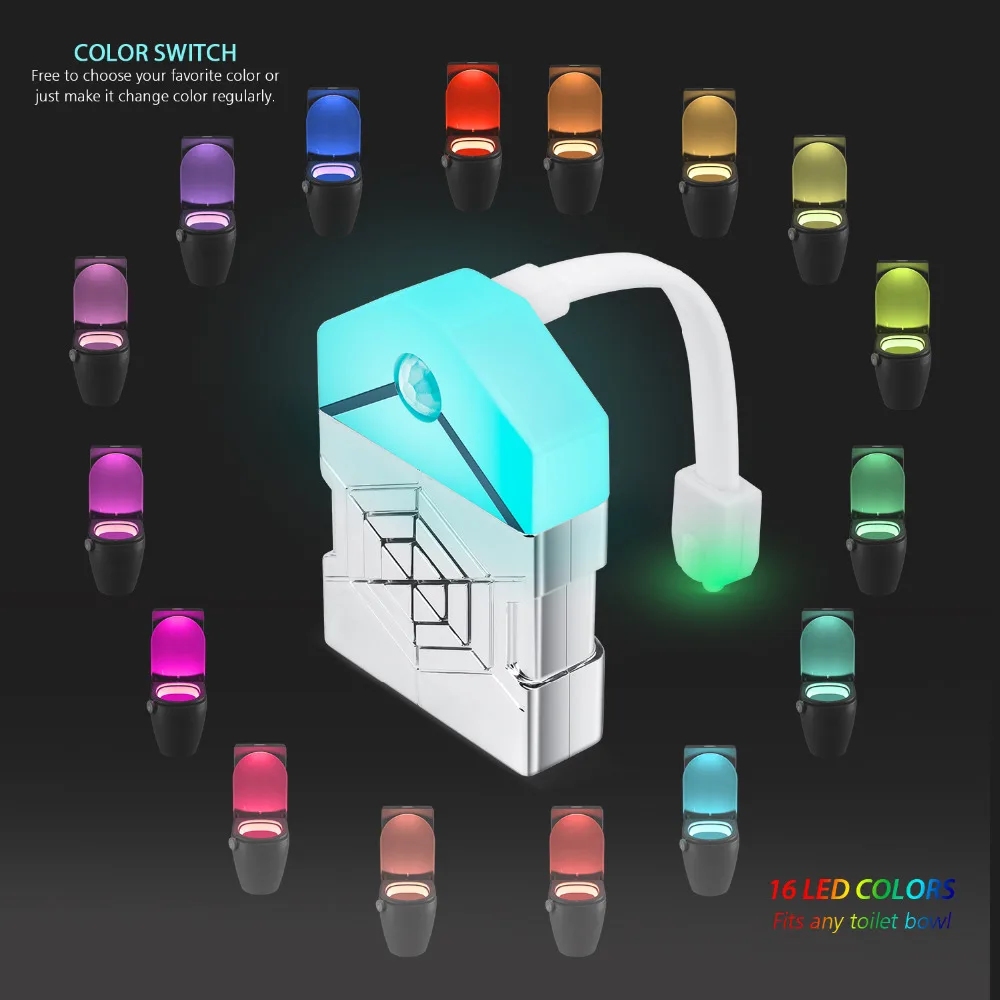 

Auto-Sensing Toilet Led Night Light 16 Color Human Motion Sensor Control Veilleuse for Toilet Bowl WC UV Sterilization Luminaria