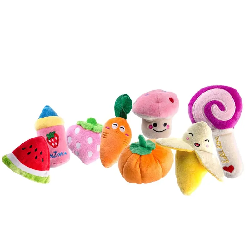 

4pcs/lot Mix Colors New Plush Dog Toys Cute Chew Squeak Sound for Small Dogs Cats Pet Puppy Toys