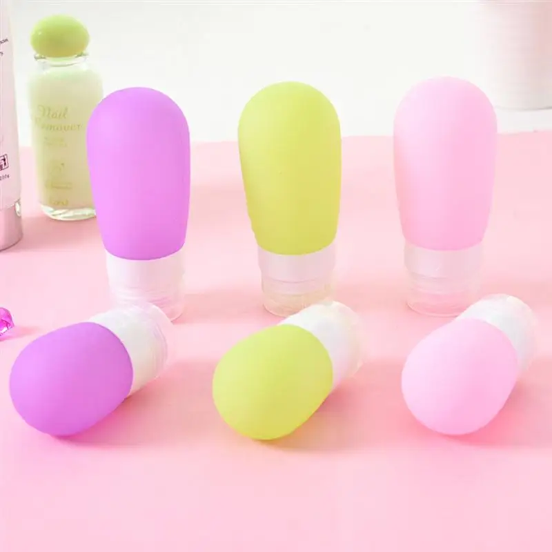 Harga 3 Pcs Portable Silikon 80 Ml Ukuran Perjalanan Perlengkapan Mandi Wadah Sampo Botol Kosmetik (Merah Muda   Hijau   ungu)