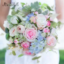 Modabelle искусственный цветок для свадьбы букет Зеленый Розовый пион Свадебный букет из роз стили Ramos de Novia Настоящее на ощупь
