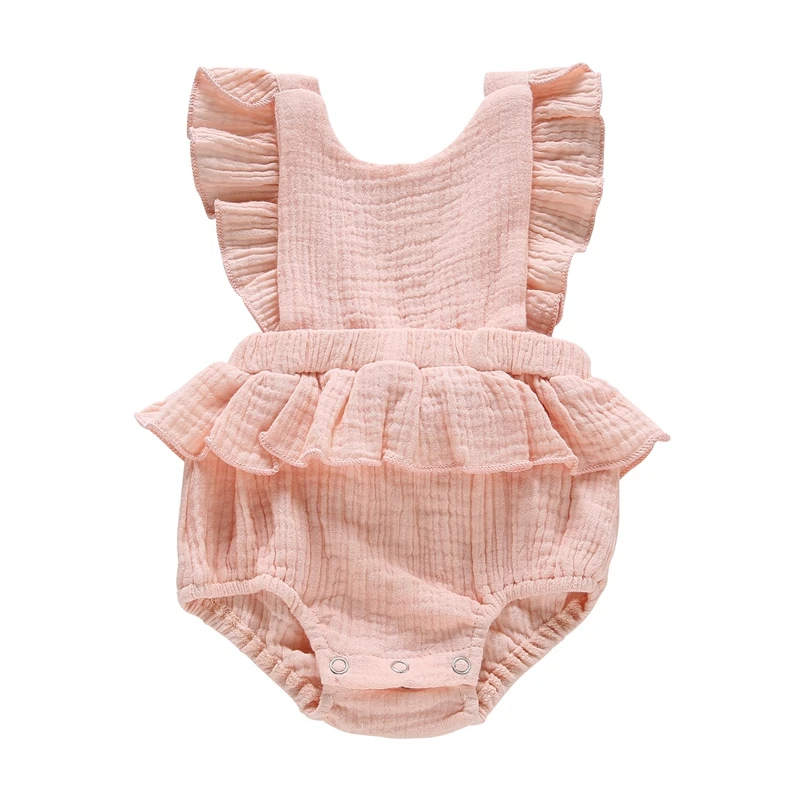 

Baby Newborn Girls Backless Design Jumpsuit Flare Sleeve Romper Infant Casual Rompers