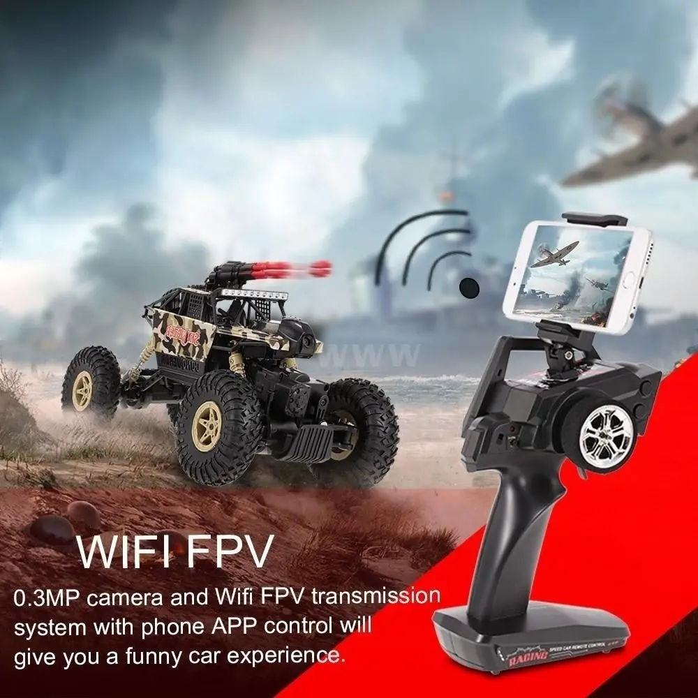  RC Car 1/18 2.4GHz 4WD Wifi FPV Camera Off Road Truck with 0.3MP camera Missile Play Game Racing Toy 