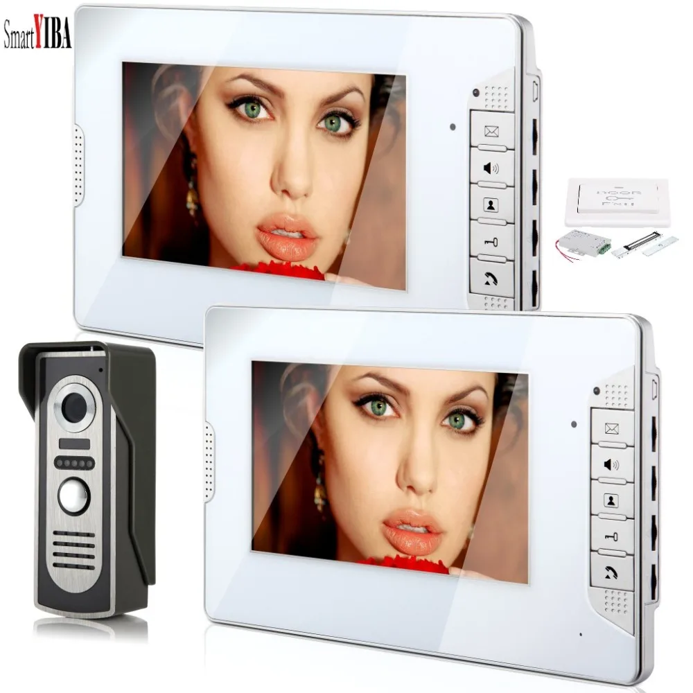 

SmartYIBA Wired Video Doorbell Phone 7 Inch Video Intercom Door phone System Wired Video Door Phone HD Camera Kit Support Unlock
