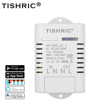 

Tishric Basic Smart WIFI Switch 10A/16A Wireless Timing Delay Remote Control Light Switch Support google home Alexa