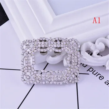 

Rhinestone Shoe Square Bowknot Shape Clips Silver Shoes Buckle Elegant For Shoe Decorations 2Styles Fashion For Women Girl
