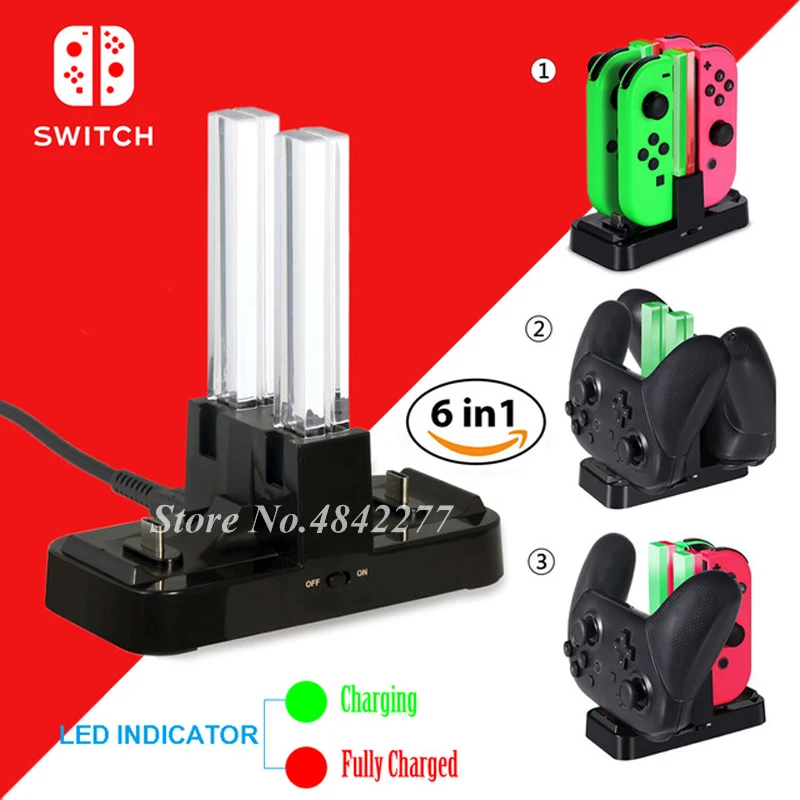 

Nintend Switch Accessories Joycon Dual Pro Controller Charger LED Nintendoswitch Charging Dock Station for Nintendo Switch Game