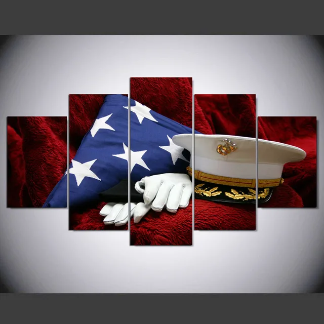 5 pieces set hd canvas spray printing usa military uniforms home