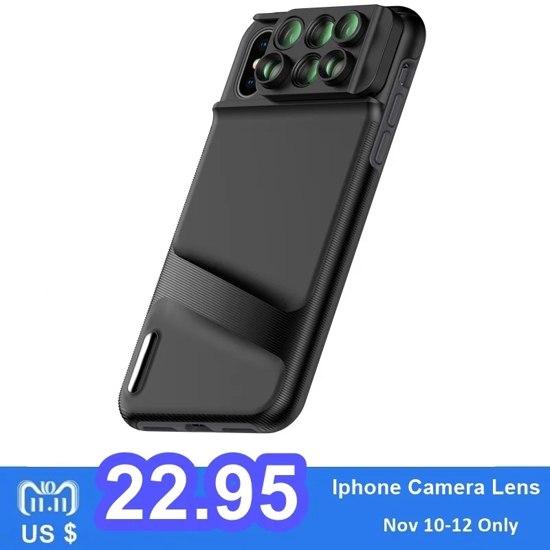 عدسة الكاميرا ل فون XR XS ماكس X حقيبة هاتف محمول العدسات كيت 6 في 1 عين السمكة واسعة الزاوية ماكرو Lente الفقرة celular فيش