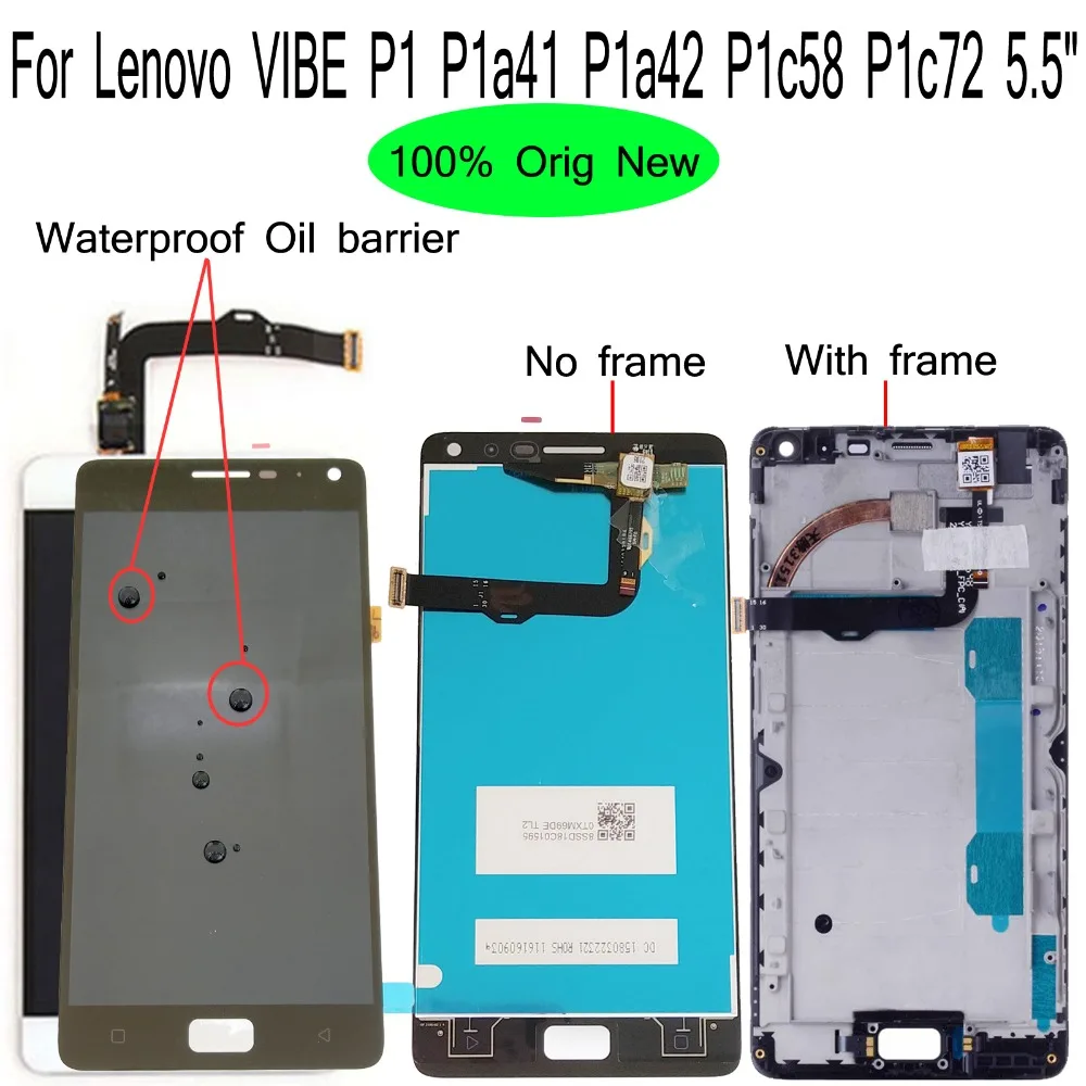 

Shyueda 100% Oig NEW with frame Lenovo VIBE P1 P1a41 P1a42 P1c58 P1c72 5.5" LCD Display Touch Screen Digitizer