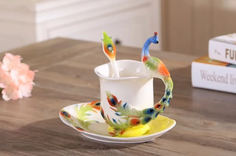 Китайские стильные кофейные чашки Peafowl кофейная чашка, креативная керамическая кружка с животными чайная чашка для друга подарок