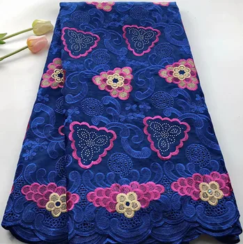 

Hot sale 5yards swiss voile lace in switzerland with stone african lace fabric nigerian lace fabrics swiss dry cotton lace HS804