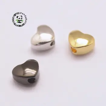 

10pcs Mixed Color Brass Heart beads for Jewelry Making DIY Cadmium Free & Nickel Free & Lead Free,4.5x5.5x3mm, Hole: 2mm