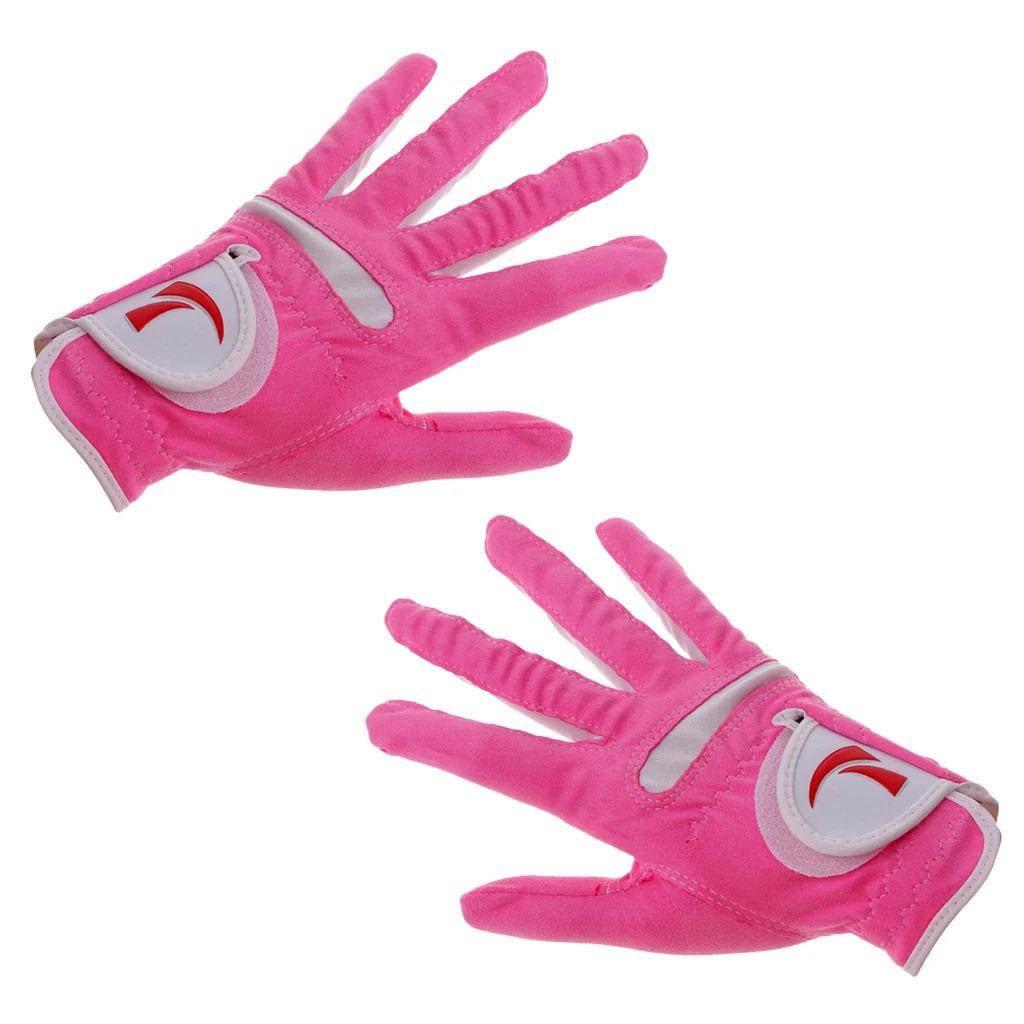 1 пара Женские нескользящие перчатки для гольфа супер волоконная ткань Левая Правая рука мягкие дышащие перчатки для гольфа розовые
