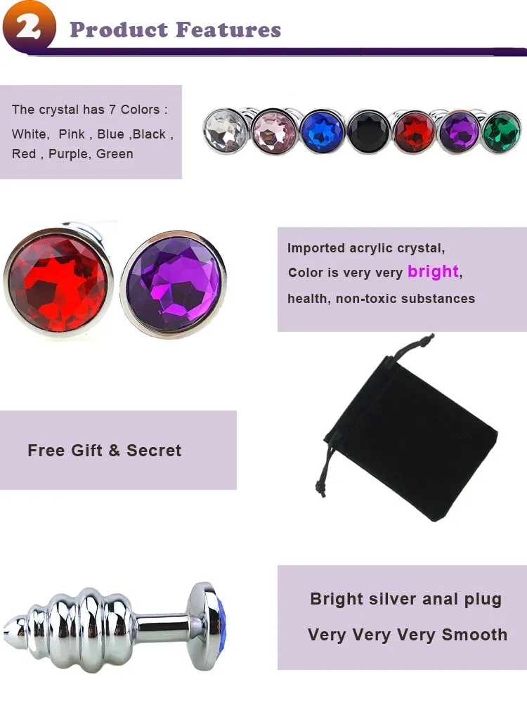 New Metal Anal Plug 7 Colors Butt Plugs Toys Sex Toys for Women Stainless Steel+Crystal Jewelry Sex Products, Spiral Anal Beads 1 New Metal Anal Plug 7 Colors Butt Plugs Toys Sex Toys for Women Stainless Steel+Crystal Jewelry Sex Products, Spiral Anal Beads 1
