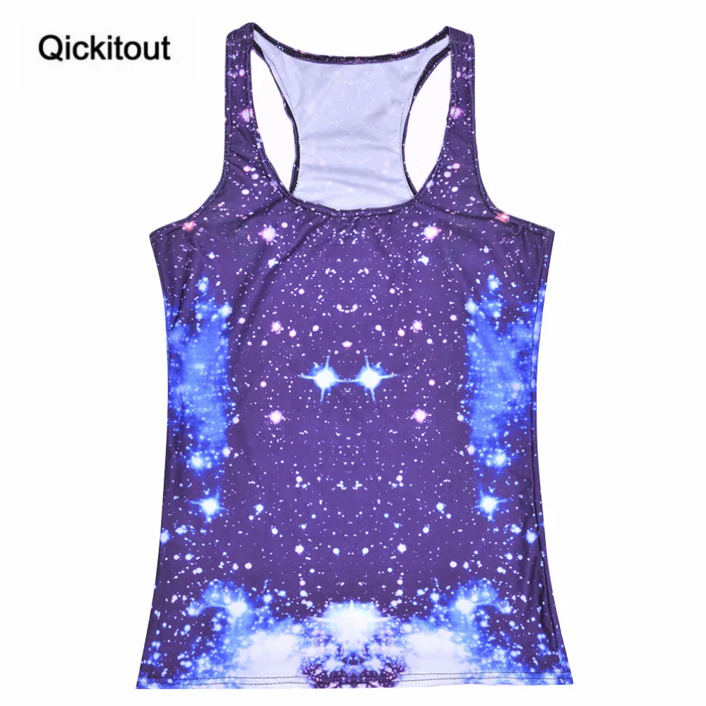 

Qickitout Tops 2016 Summer Women's Blouses Strapless Sleeveless Digital Print Casual Strap Gradient Blue Tank Tops Ladies' Vest