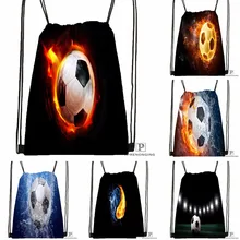 Custom Soccer Ball Water and Fire Drawstring Backpack Bag Cute Daypack Kids Satchel (Black Back) 31x40cm#180531-01-46