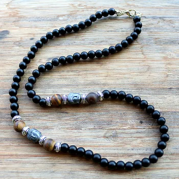 New Design fashion Black Men's Hematite Buddha Bead Necklace Fashion Jewelry