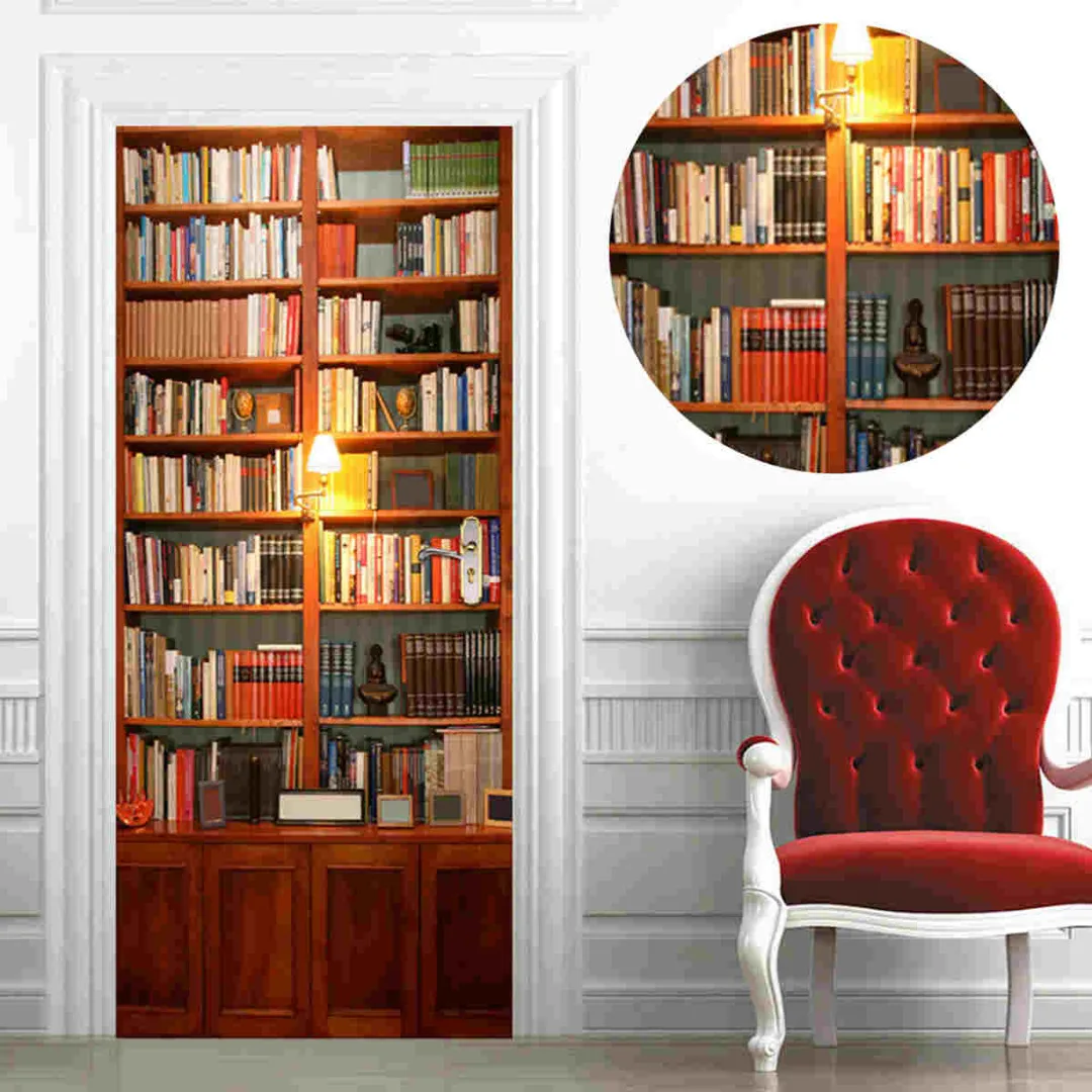 2019 new Bookcase Door Wall Stickers Mural Self Adhesive Photo Wallpaper Home Decoration