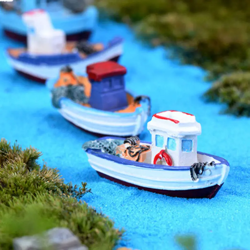 

Miniature Mini Boat Model Fishing Ship Toys DIY Craft Home Tabletop Decor Gifts Mini Boat Model Decoration