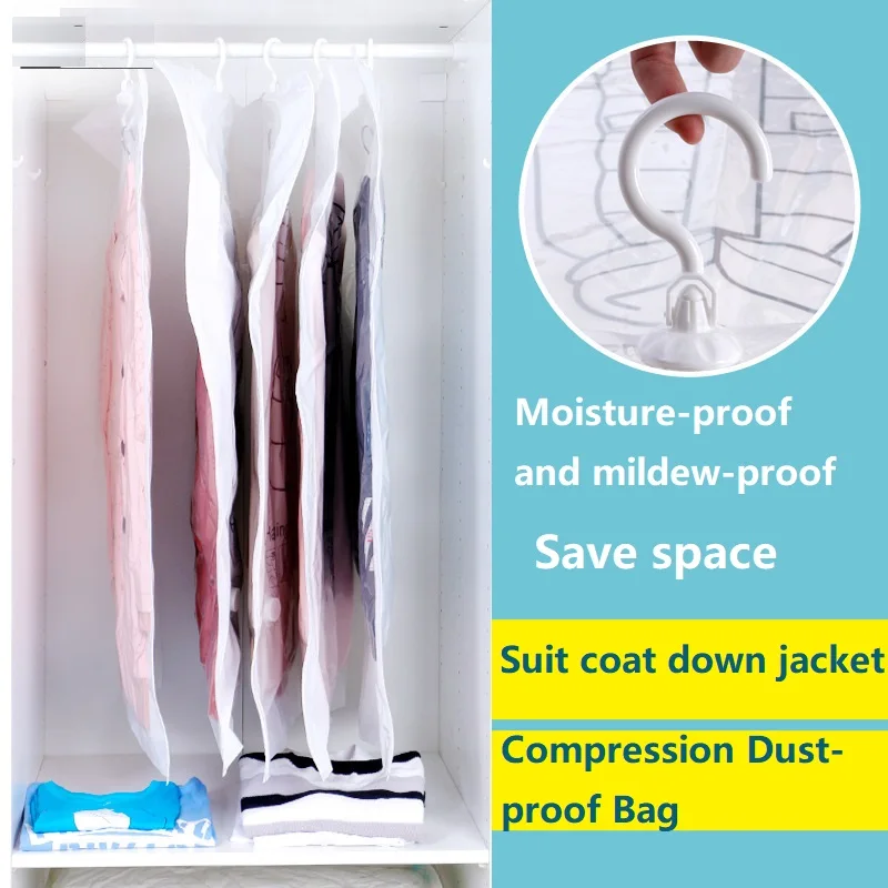 Can Hang Vacuum Bag Clothes Foldable Transparent Border Compression Organizer Pouch Sealed Storage Bags Save Space organizer