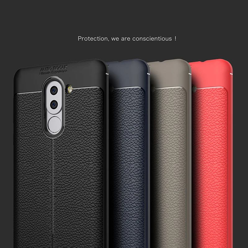 buy Soft TPU Cover For Huawei Honor 6X Carbon Fiber PU leather case For Huawei GR5 2017 honor 6X 6 X Silicone Armor Protection capa