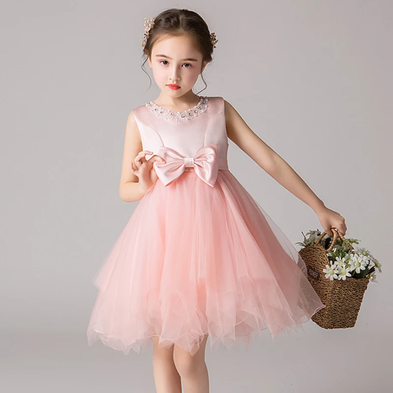 

it's YiiYa Kid Party Dresses for Girls Beeding O-Neck Tank Ball Gown Bow Comunion Dress Pageant Dress for Wedding 2019 BX2806