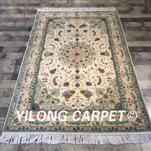 Yilong 4'x6' ручной работы Красочные цветы хороший вид ковер высокое качество ковёр из шелка и шерсти(WY2050S4x6
