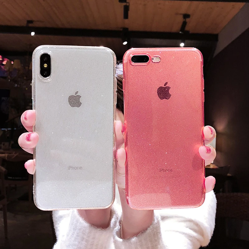 Модный прозрачный Блестящий Мягкий чехол из ТПУ для iPhone X XS Max XR 6 6S 7 8 Plus