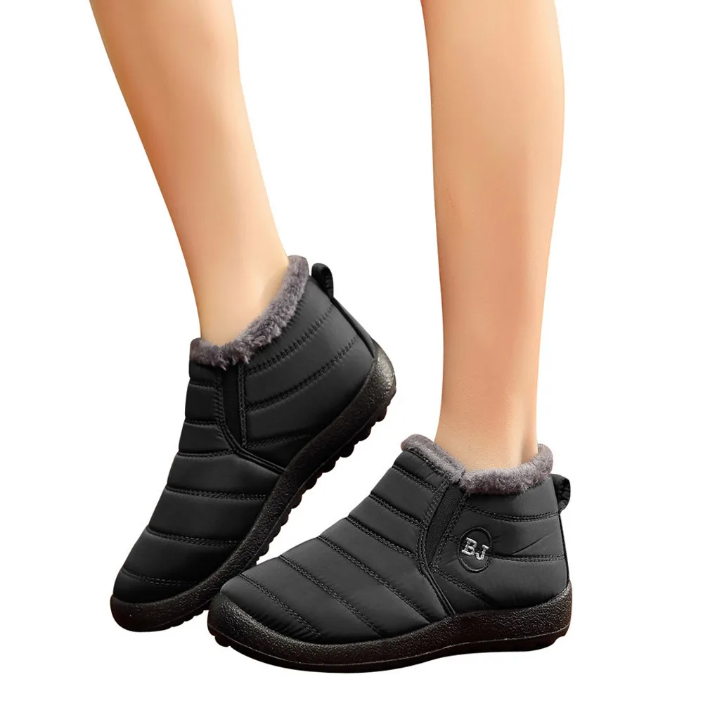 Женские ботинки Однотонные теплые зимние Вельветовые на плоской подошве chaussures