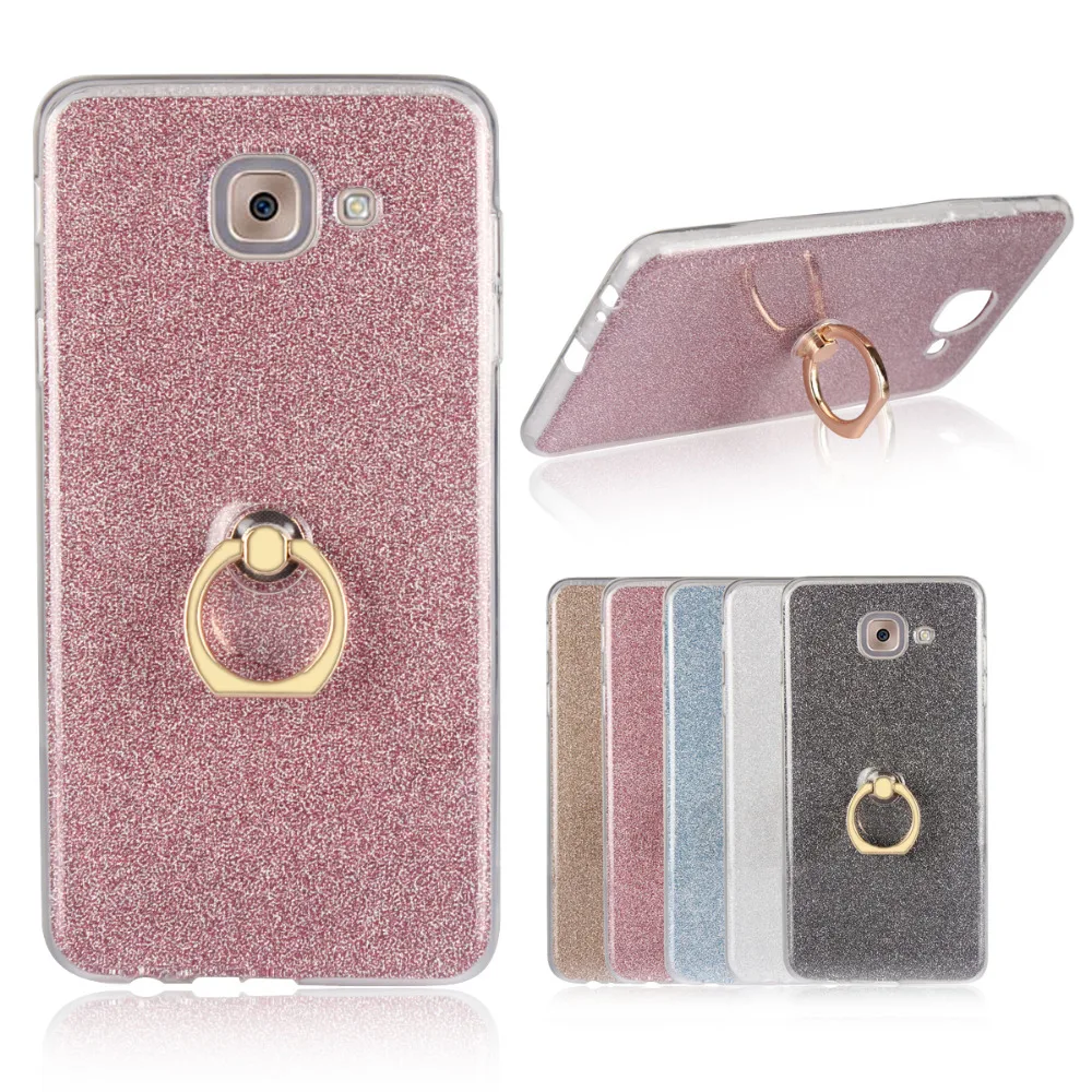 Bling Glitter Ring Holder Stand Soft TPU Phone Cover Casefor Samsung Note 3 4 5 8 Note3 Note4 Note5 Note8 Cellphone Accessories
