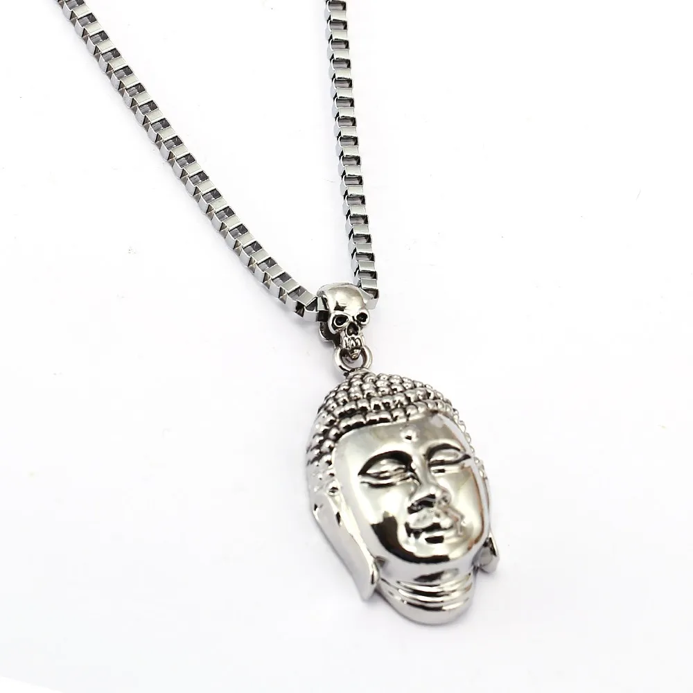 Men jewelry fashion silver alloy pendant Buddha Buddha Head necklace