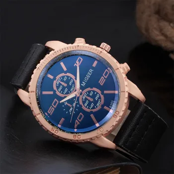 

High-End New Geneva Men's Leather Strap Stainless Steel Quartz Analog Men's watch Wrist Party decoration suit Dress Watch gifts