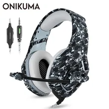 ONIKUMA K1 PS4 игровая гарнитура с микрофоном Casque камуфляж шумоподавляющие наушники для ПК сотовый телефон Xbox One ноутбук