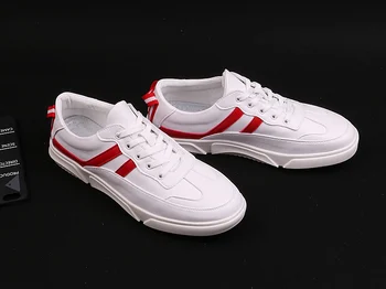 

2019 new breathable men's spring white Classic casual shoes men's lightweight sneakers men's street British Genuine Leather shoe