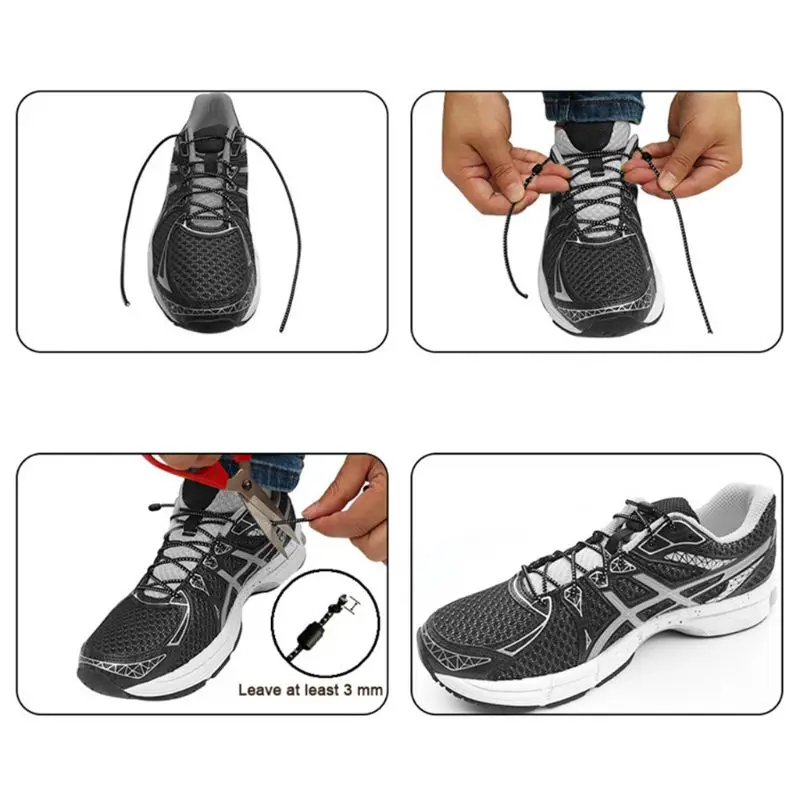 

Shoe Strings No Tie Lazy Person Shoelaces Elastic Laces Lock Buckle Adult Kids Children Sneaker Sports Shoes Unisex Running Jogg