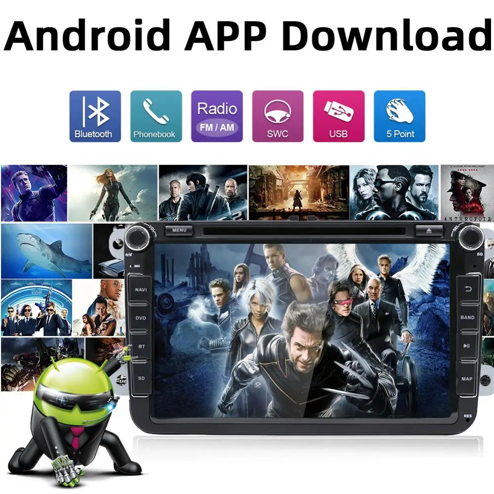 Sale Bosion Two Din Car Multimedia Player Android 9 Auto Radio For Skoda/Seat/Volkswagen/Passat b7/POLO/GOLF 5 6 DVD GPS 8 Cores 1