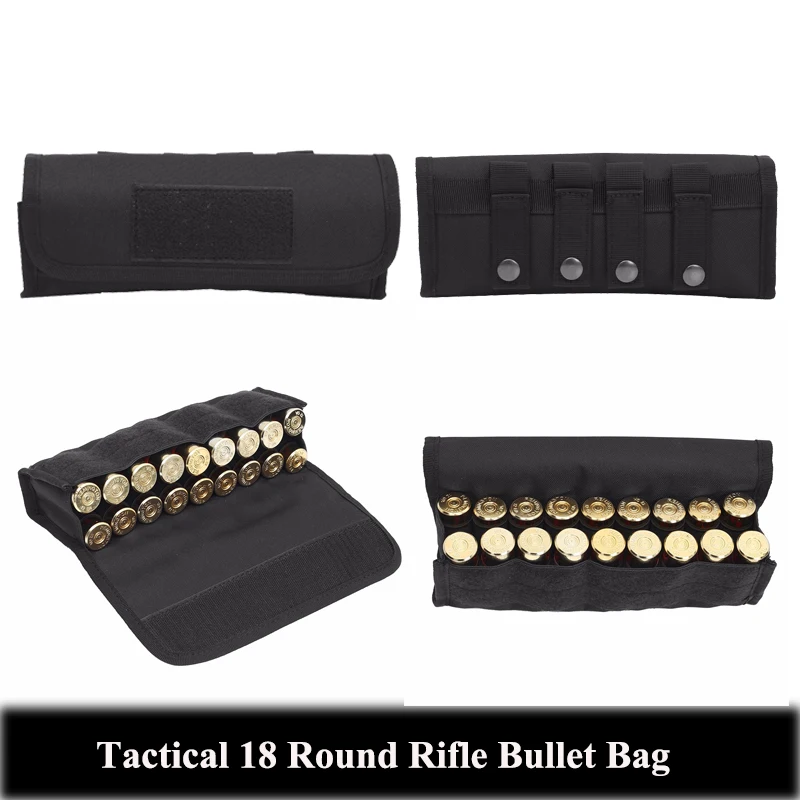 

Tactical Folding Handgun Cartridge Carrier 18 Rifle Shells Cartridge Carrier Case Molle EDC Rifle Ammo Bag Hunting Bullet Holder