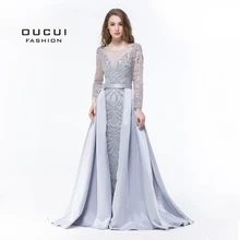 Мусульманское вечернее платье русалки с длинным рукавом, роскошное вечернее платье ручной работы с кристаллами, бальное платье, платья для выпускного вечера с бисером OL103025