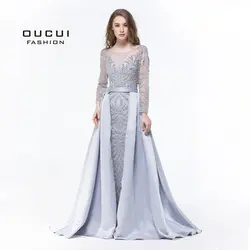 Реальные фотографии одежда с длинным рукавом вечернее платье 2019 Формальные ручной Кристалл бальное Полный бисером OL103025