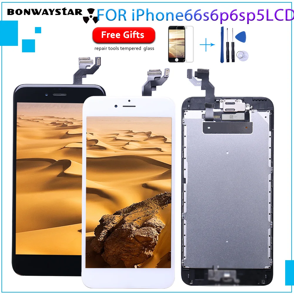 

AAA+++ Full Assembly For iPhone 6 6S Plus LCD With Camera Home Button Completed Screen Replacement Assembly Display Guarantee