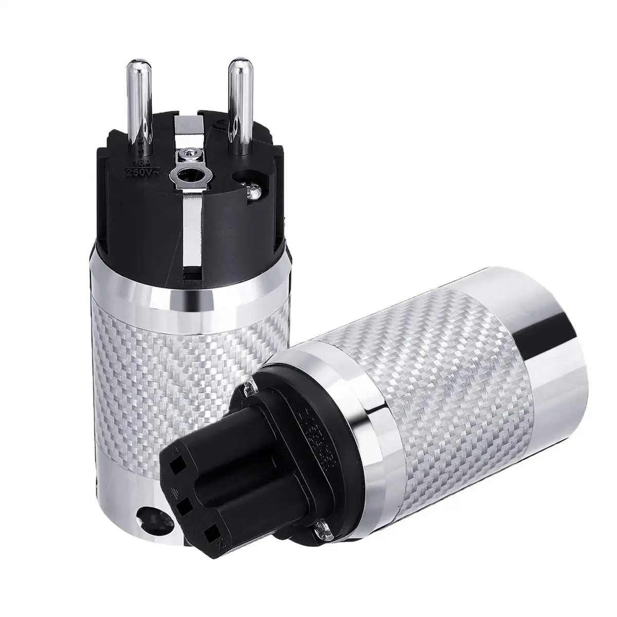 

Moonsaudio Hifi audio Rhodium Plating Speaker EU Power Plug IEC Male Female Audio Connector Carbon Fiber Metal Chassis