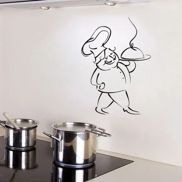 Chef servir comida extraíble comedor pared pegatina dibujos animados ... Chef servir comida extraíble comedor pared pegatina dibujos animados ...