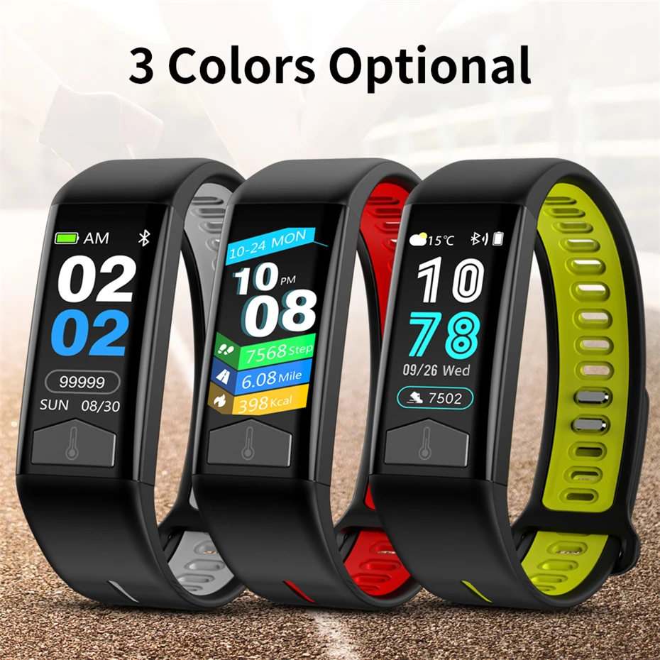 

SZMUGUA Smart Band IP68 Waterproof Body Temperature Heart Rate Blood Pressure Monitor Fitness Tracker Smart Band Sports Band