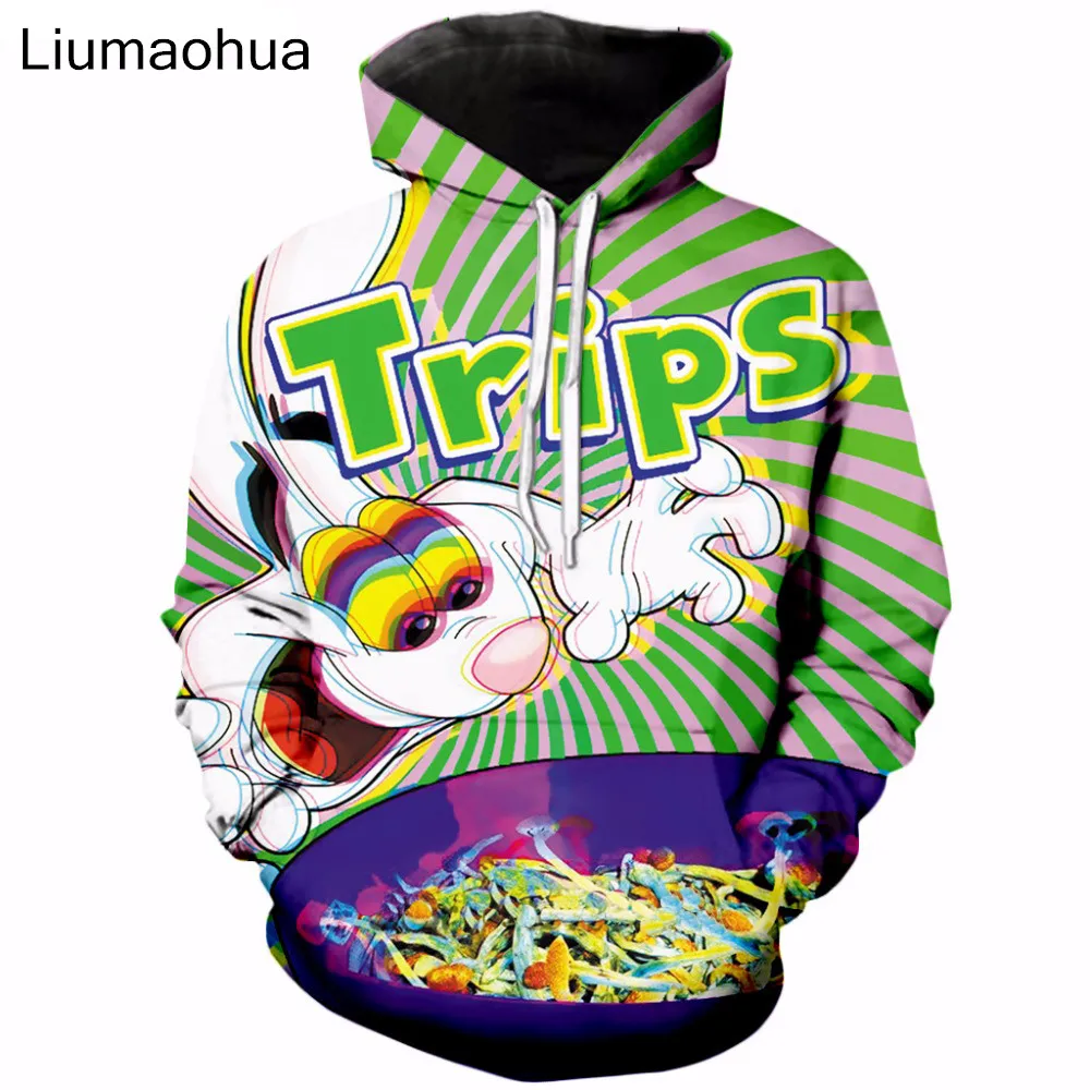 

Liumaohua 2018 New Fashion Womens/Mens hoodies trippy vibrant Trix Rabbit psychedelic 3d Print Hooded sweatshirt free shipping